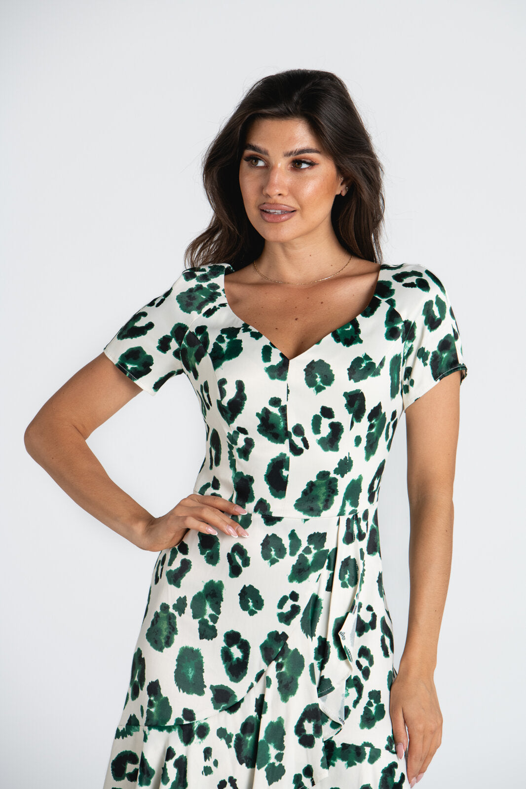 LORENA print green dress