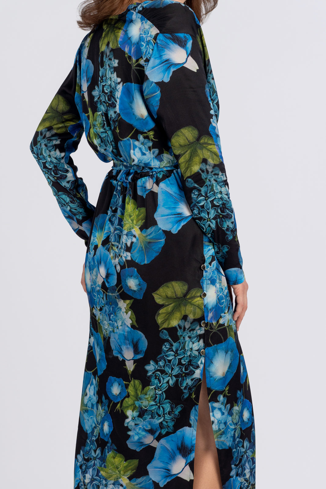 SELENA dress with navy blue flowers