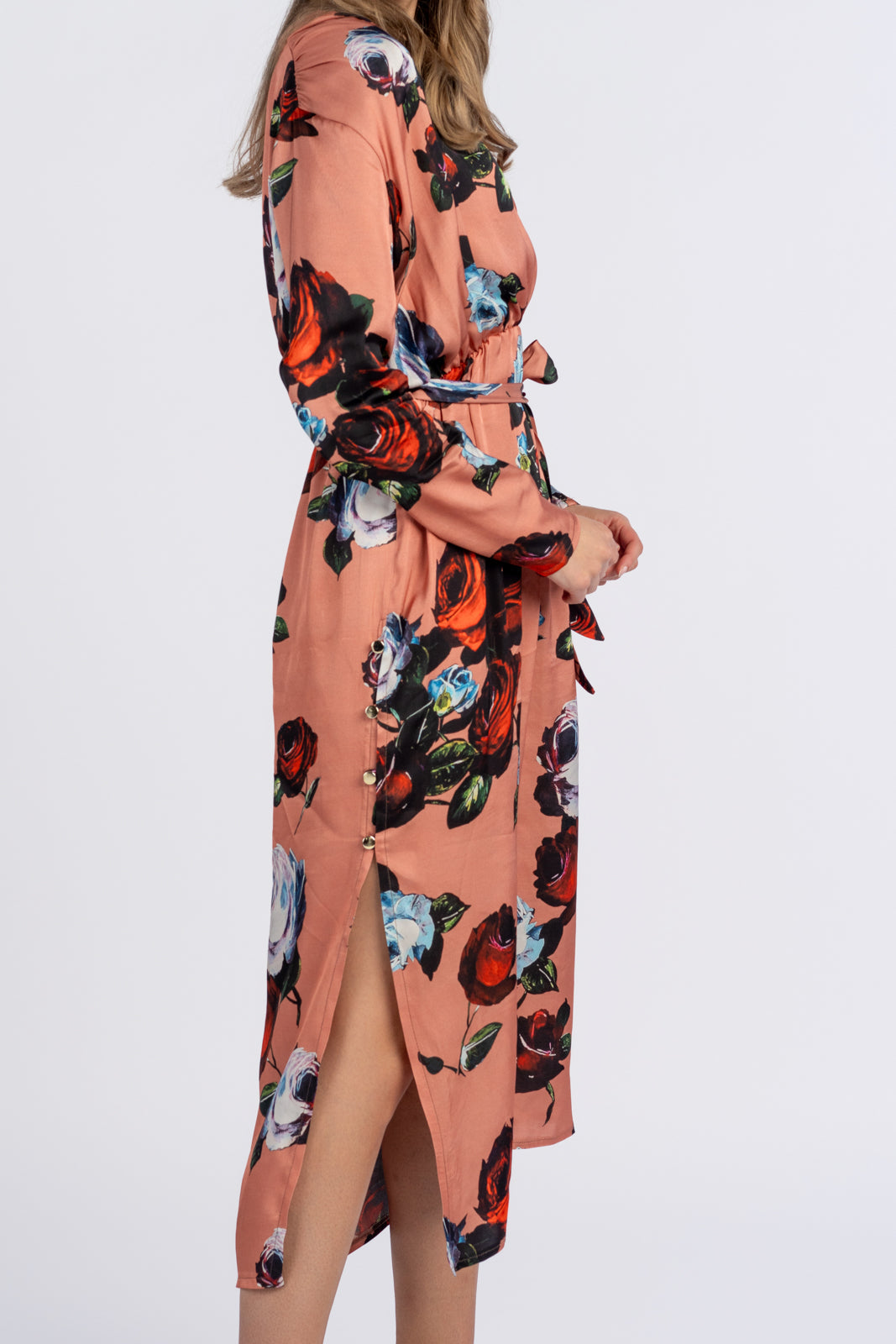 SELENA dress, orange with roses