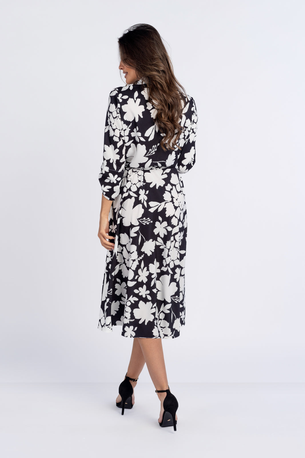 SOFIA dress with black and white flowers