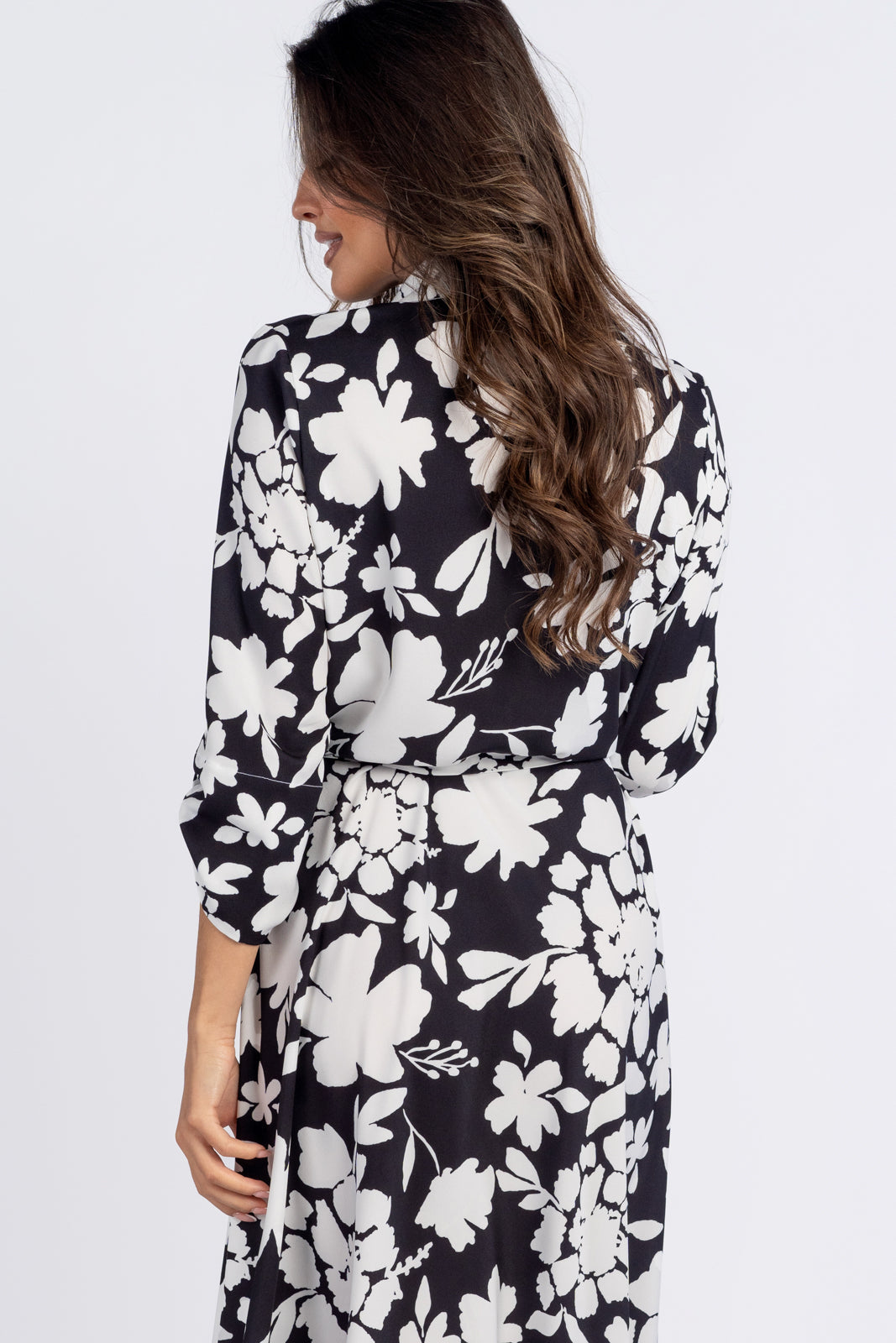 SOFIA dress with black and white flowers