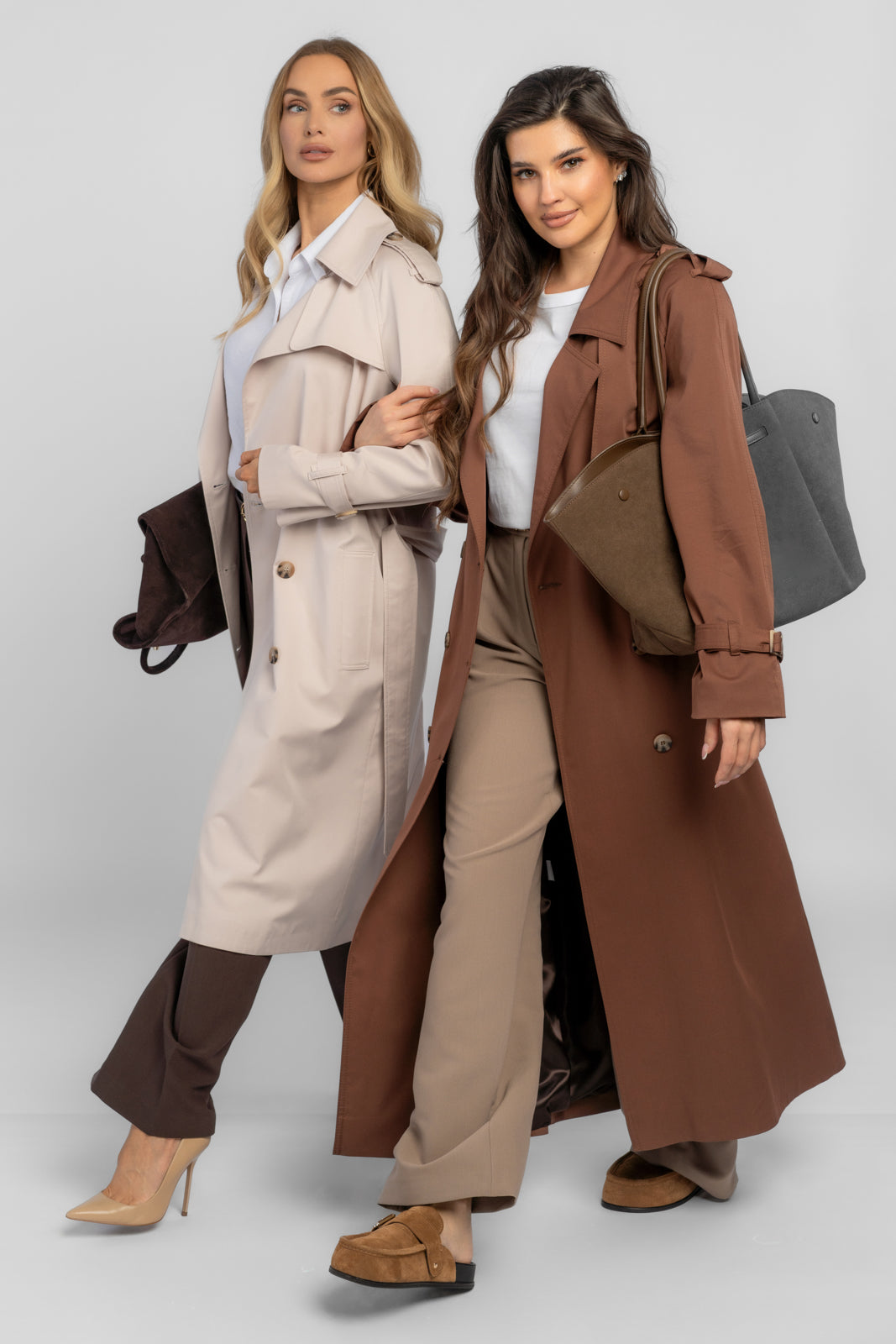 ADRIANNA latte trench coat