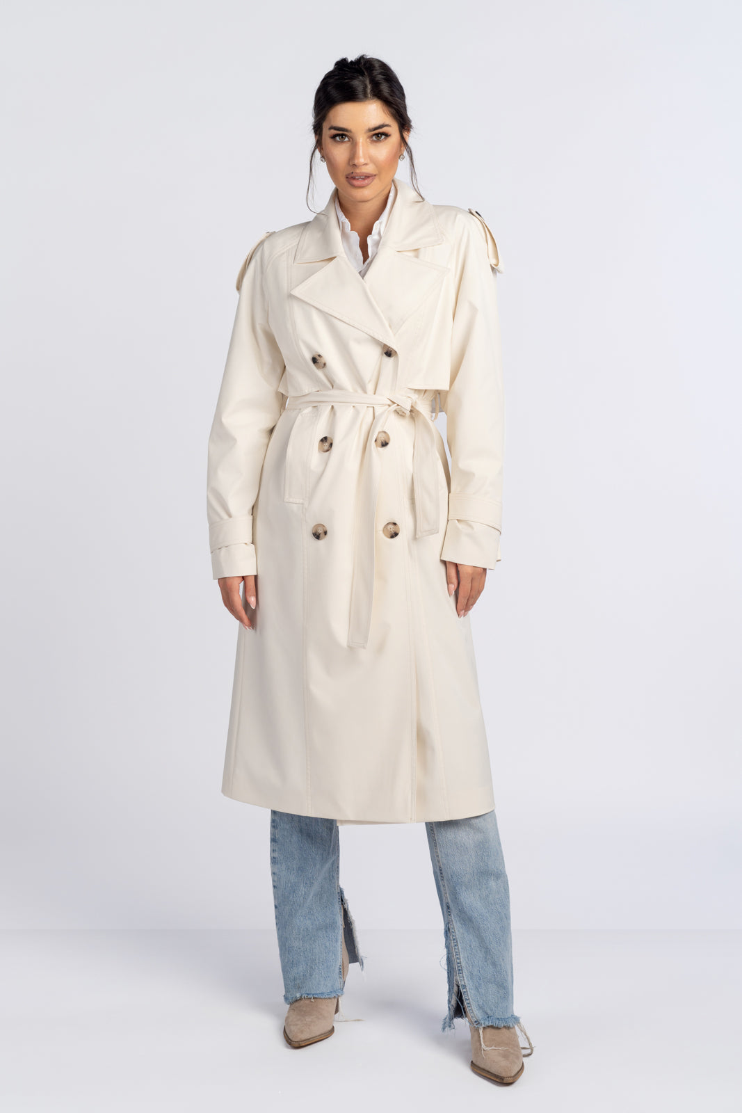 AMANDA ecru trench coat