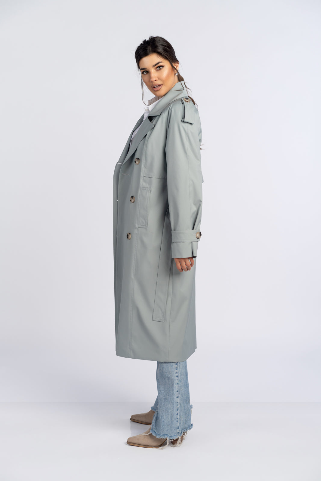 AMANDA mint trench coat