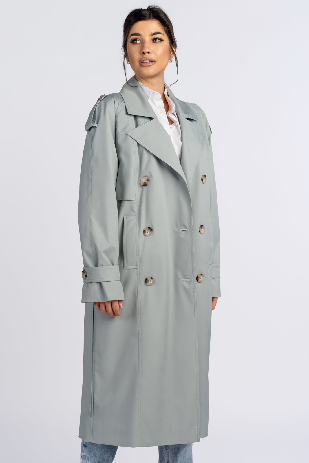 AMANDA mint trench coat