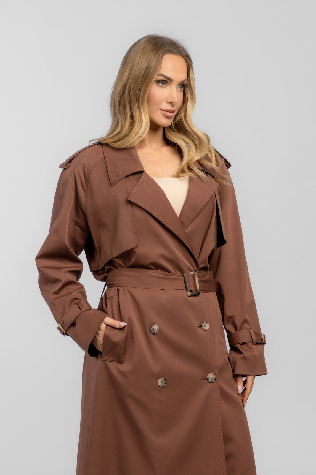 Cyntia chocolate trench coat - salme.pl
