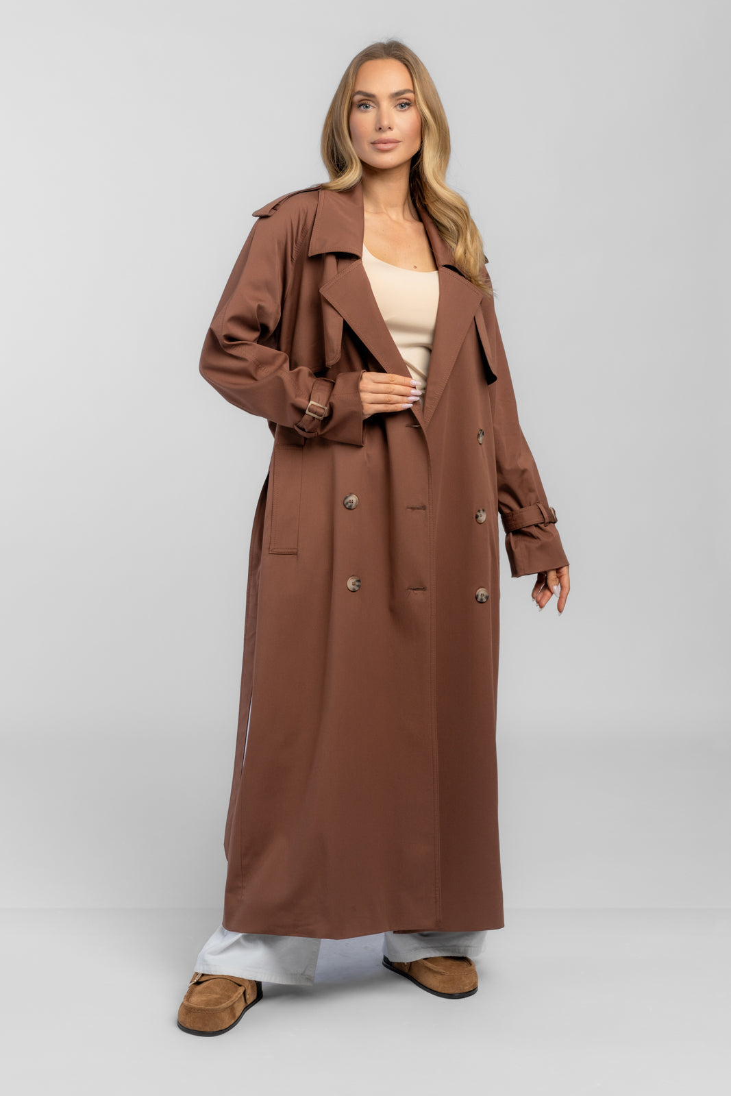 Cyntia chocolate trench coat - salme.pl