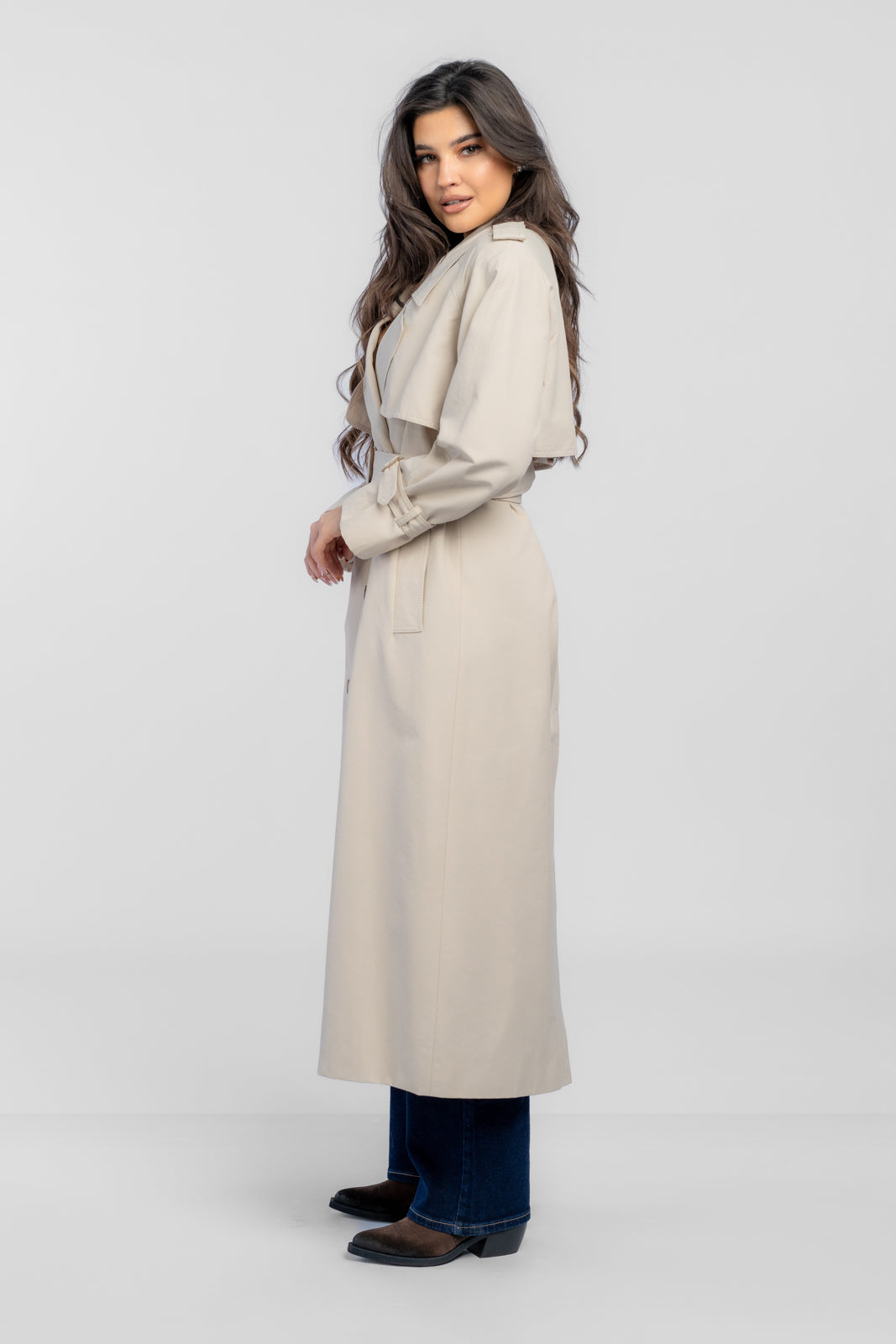 CYNTIA cream trench coat